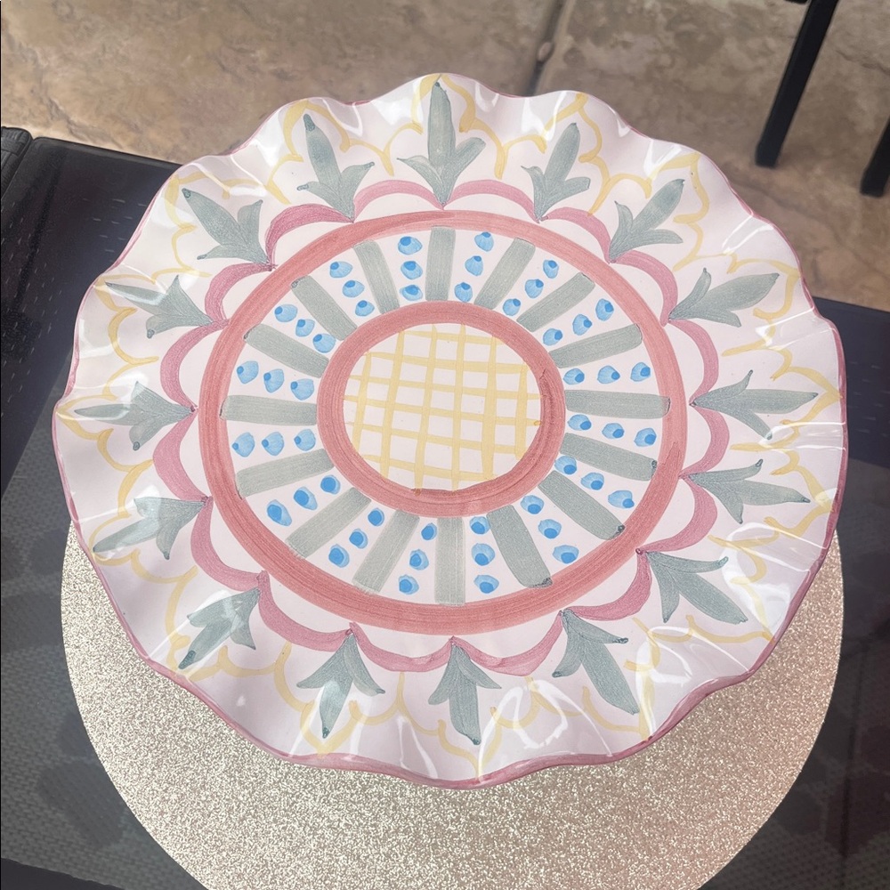VTG Mackenzie Childs Ceramic Cake Stand